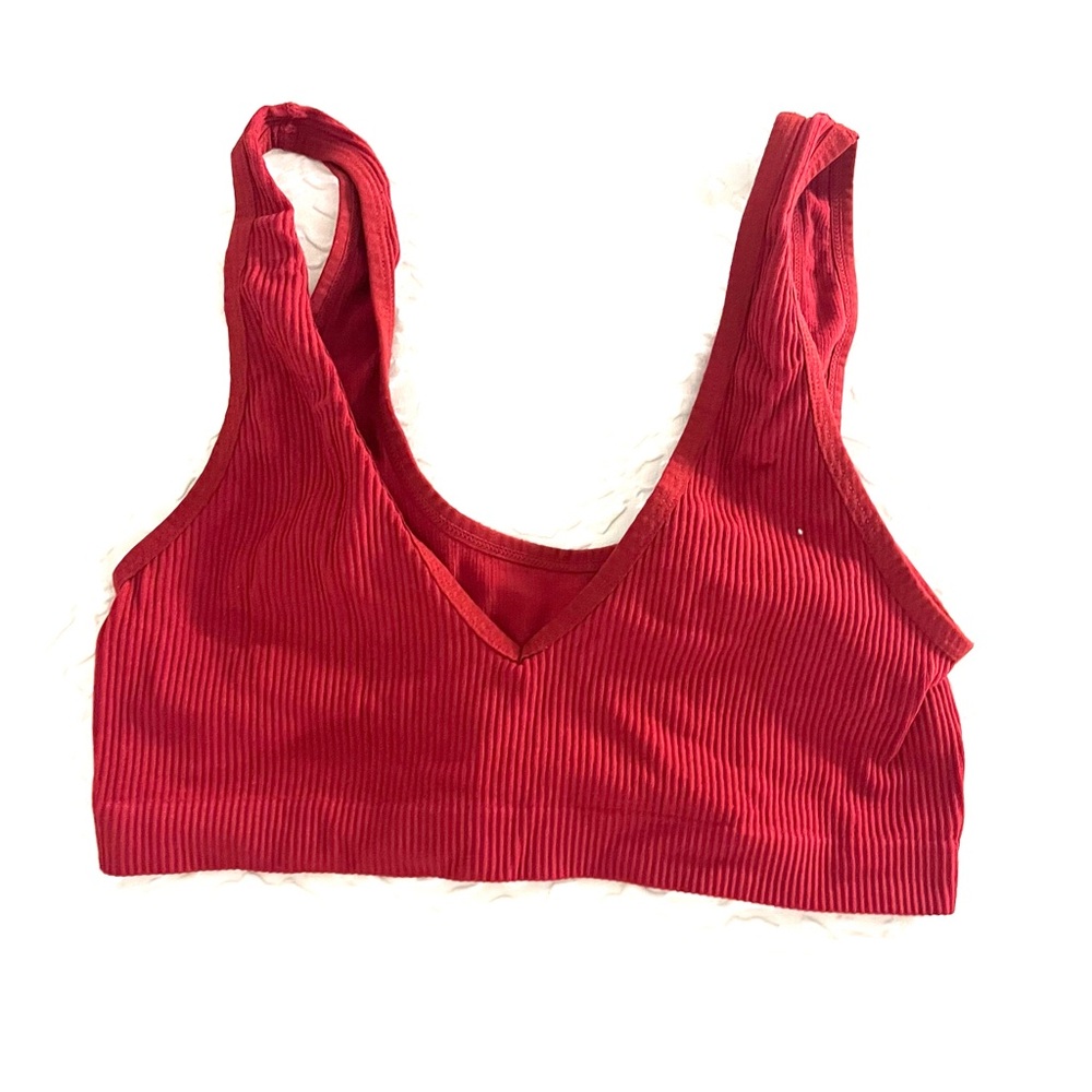 Target Red Ribbed Crop Top